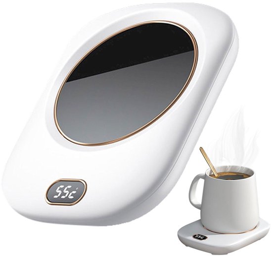 Draadloze koffiekopjeswarmer, USB-desktopverwarming, temperatuurregeling in 3 standen, draagbare koffie-, thee- en melkwarmer, constante temperatuurregeling op 55 °C, inclusief oplaadkabel (wit). — afbeelding 3