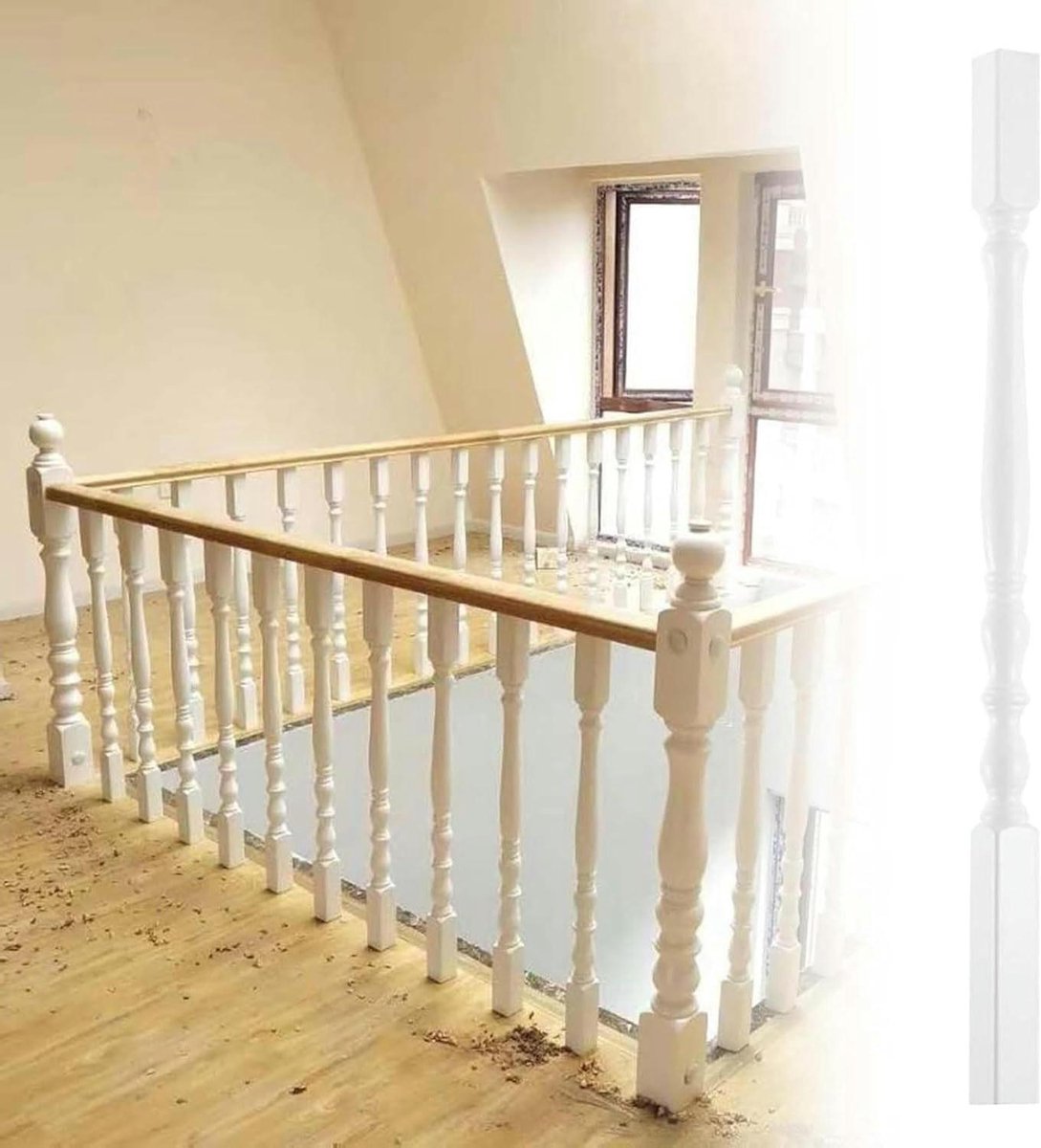 Houten Trap Balusters - Trap Spindels Reling - Trap Decoratie - Massief Hout - 95 cm Hoog - Wit