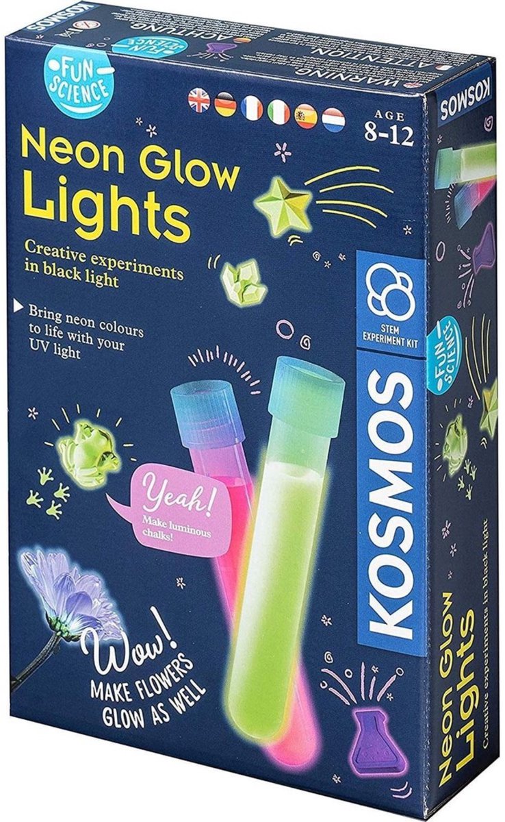 KOSMOS Neon Glow Lights - Experimente met UV-Licht - Maak Neonverf, Gipsfiguren en Lichtgevende Kunstwerken - Inclusief UV-Lamp - Creatieve STEM Experimenteerset - Vanaf 8 Jaar — afbeelding 9