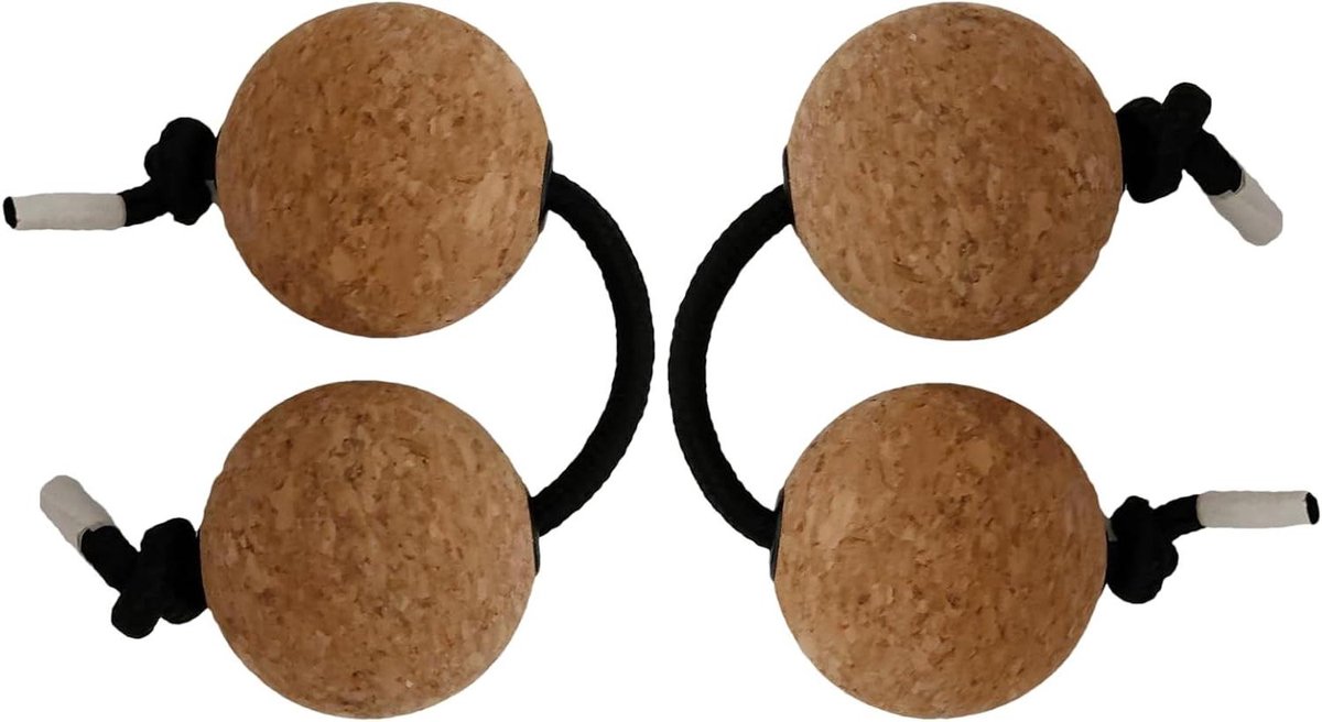 Ritmische bal set - Asalato shakers - Muziek maken - Verstelbaar koord - 2 paar - Natuurlijk