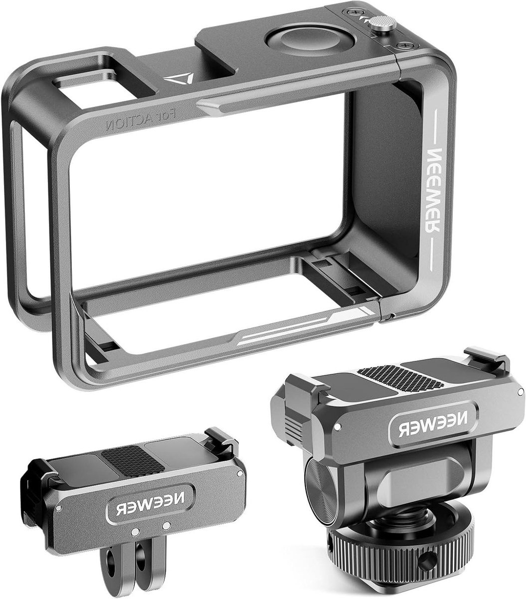 Action Camera Cage - Beschermende Frame Kit - Vloggen en Filmen - Magnetische Snelkoppeling - Compact Formaat - Zwart