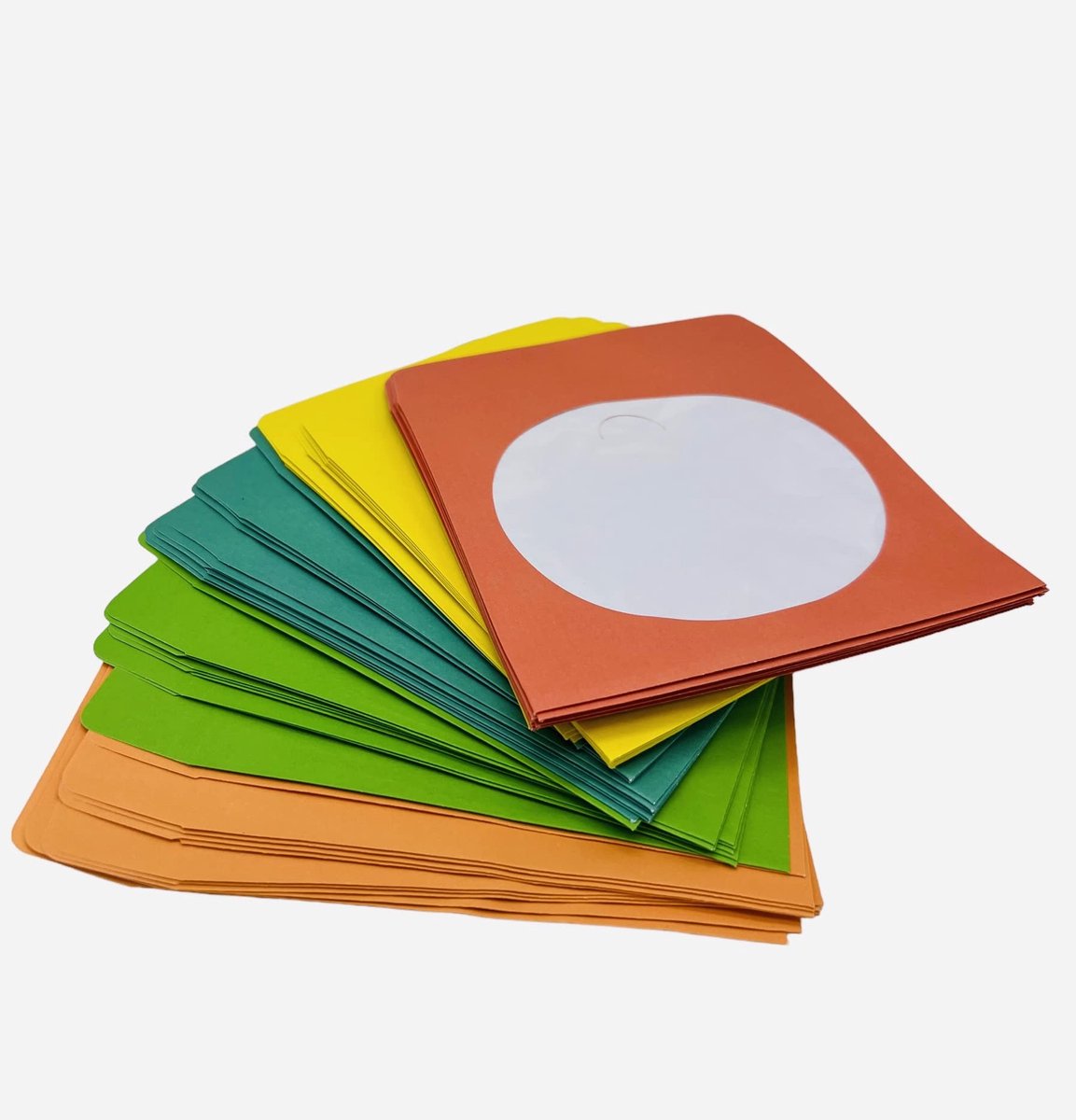 aladdien - Gekleurde Papieren CD-Hoezen - 50 Stuks - Bescherming tegen Stof en Krassen - Met Venster en Klep - Voor CD en DVD - Handig en Kleurig
