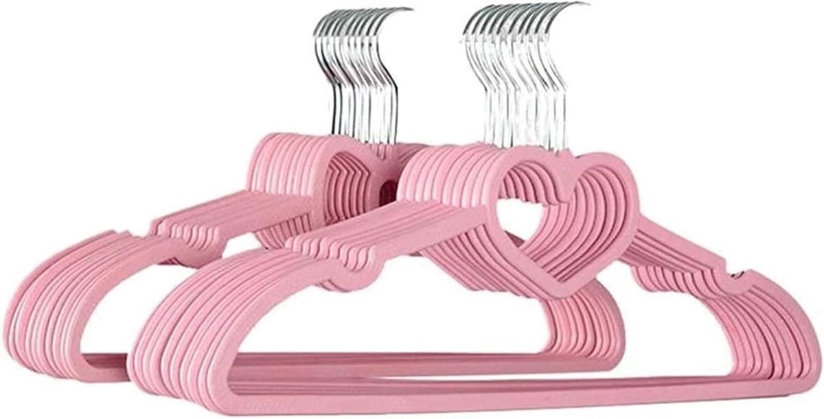 Hangers Hartpatroon - Kledinghangers Garderobe - Kleding Opbergen - Duurzaam Ontwerp - 20 stuks - Roze