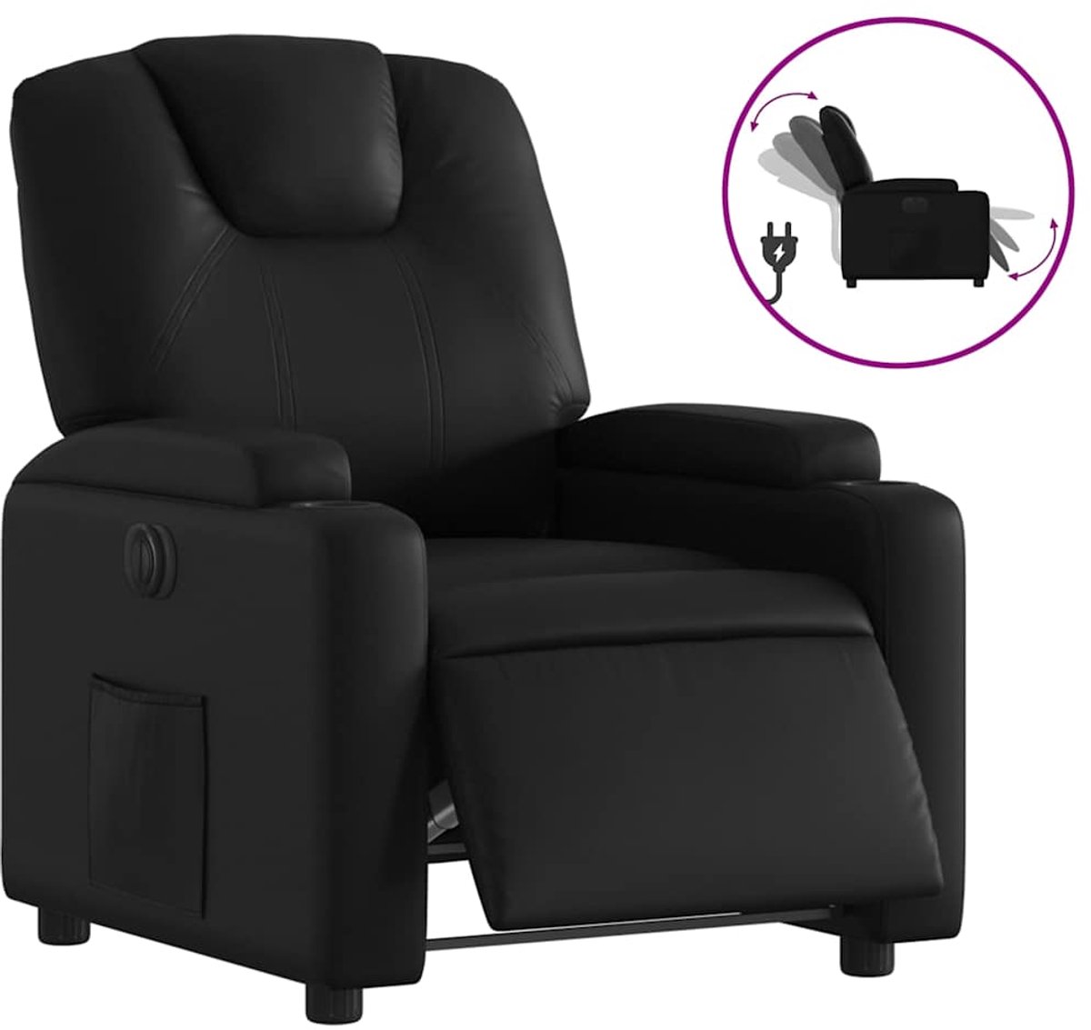 vidaXL Fauteuil - elektrisch - verstelbaar - kunstleer - zwart