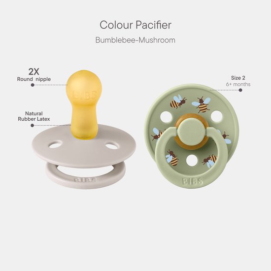 BIBS Colour Fopspeen - 6-18 mnd - 2-pack - Rond - Mushroom/Sage — afbeelding 2