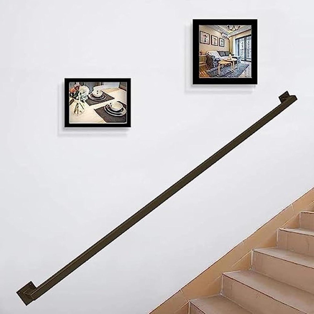 Zwarte Trap Leuning - Gegalvaniseerde Leuning Vierkante Pijp - Veilig Trap Lopen - Industriële Stijl - 270cm - Zwart