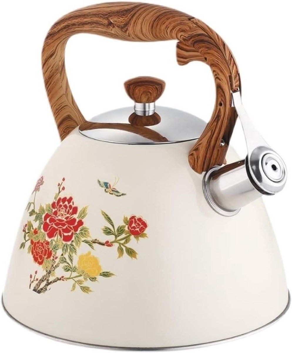 Theeketel Fluitketel - Waterkoker Rvs - Water Koken - Universele Afdruk - 3L - A