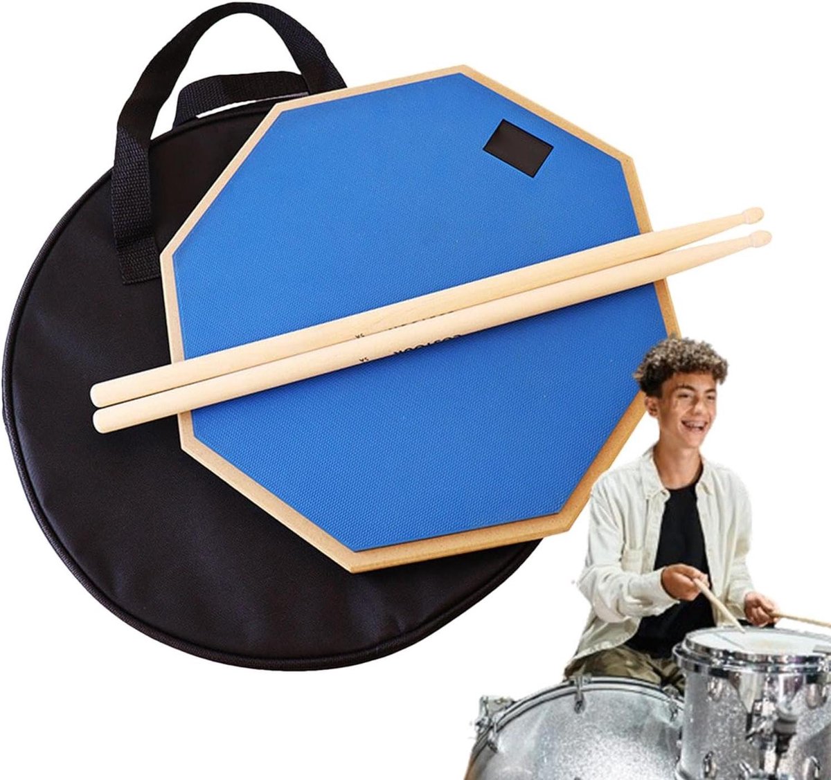 Oefen Drumpad - Drum Oefenmat - Stil Drummen - Antislip Schokabsorptie - 30 cm - Blauw