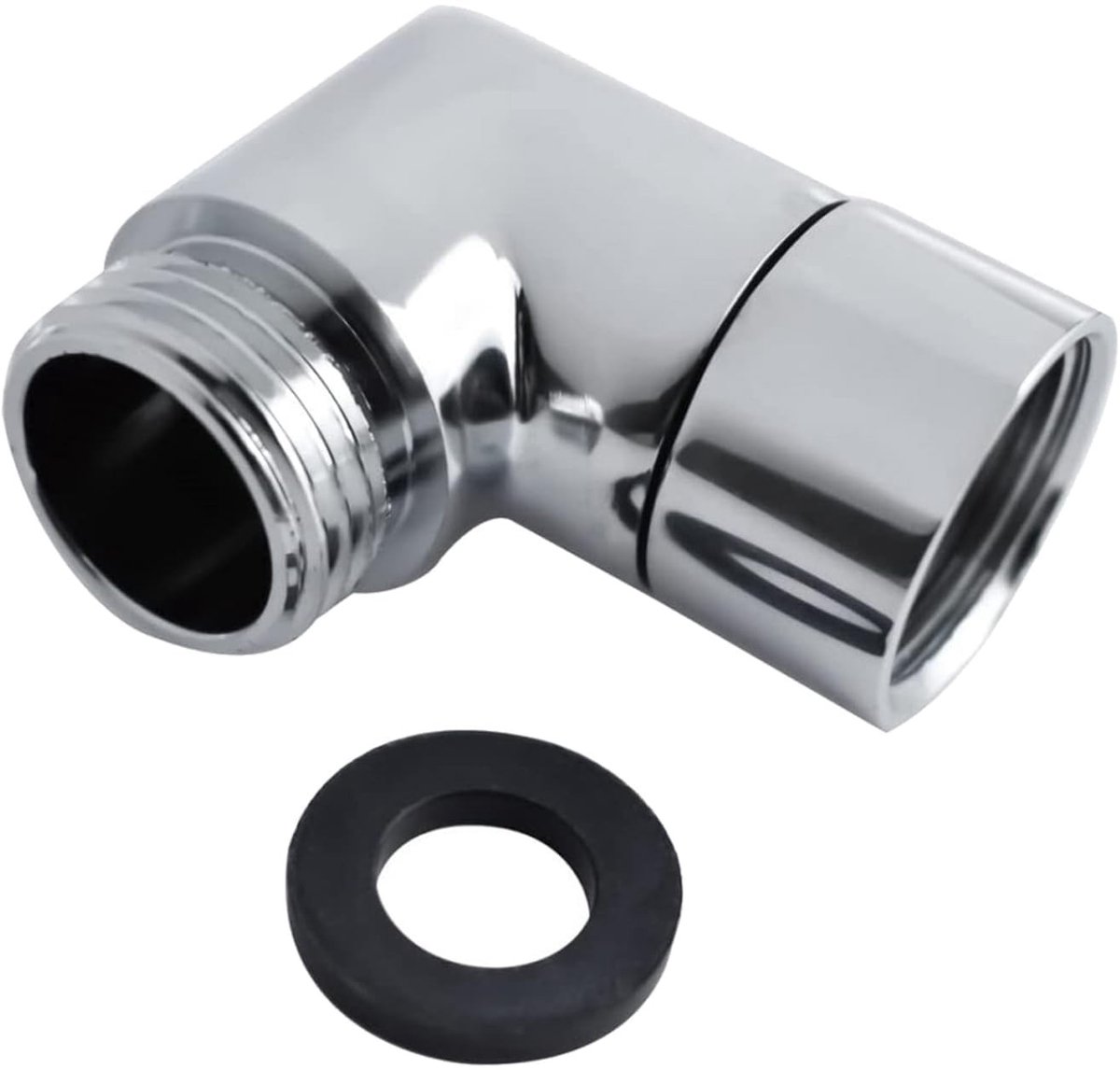 aladdien - 90 graden handdouche adapter - Doucheslang verlenging - Verchroomd zilver - Douchekop aansluiting - Hoogwaardig messing - Geschikt voor e...