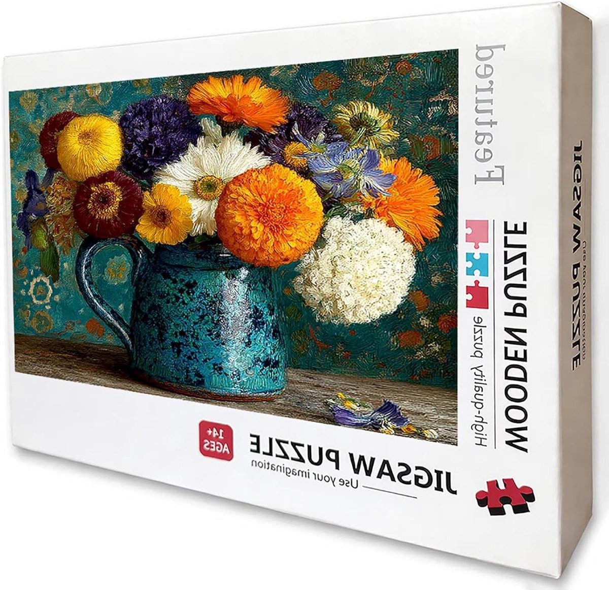 Houten Puzzel - Legpuzzel Volwassenen - Ontspanning Thuis - Achterkant met Letters - 99x70 cm - Vaso7