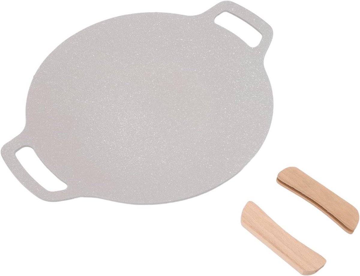 Grillpan BBQ Plaat Binnen Buiten Koken Anti-aanbaklaag 34 cm Zwart