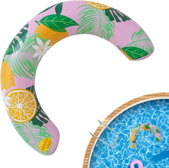 Zwembad Drijver - Luchtbed Water - Ontspannen Drijven - Stevige Elastische Band - 75x50 cm - Roze Gestreept — afbeelding 4