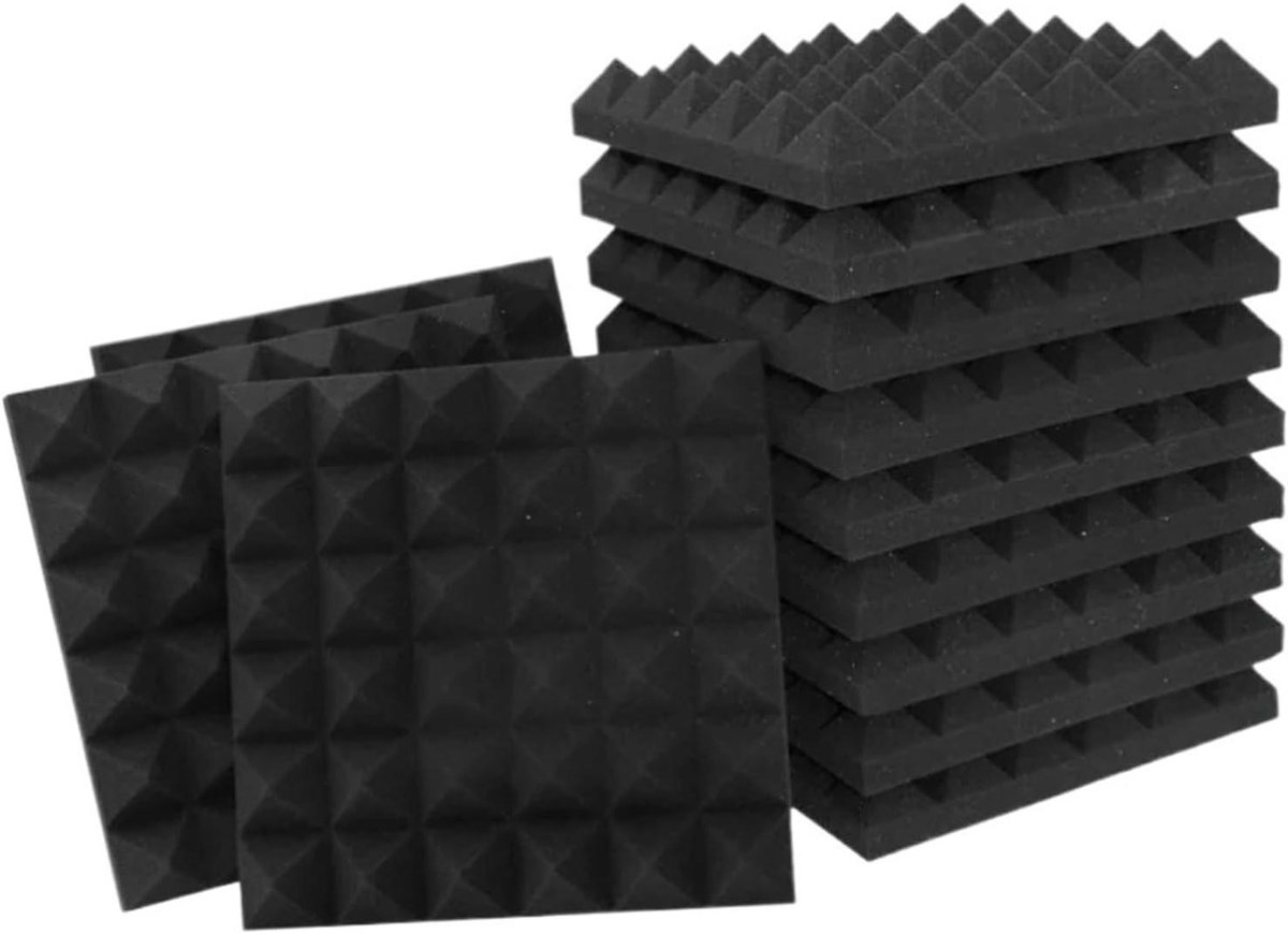 Geluidswerende panelen - Akoestisch schuim - Geluidsisolatie verbeteren - Hoge dichtheid materiaal - 24 stuks - Grijs