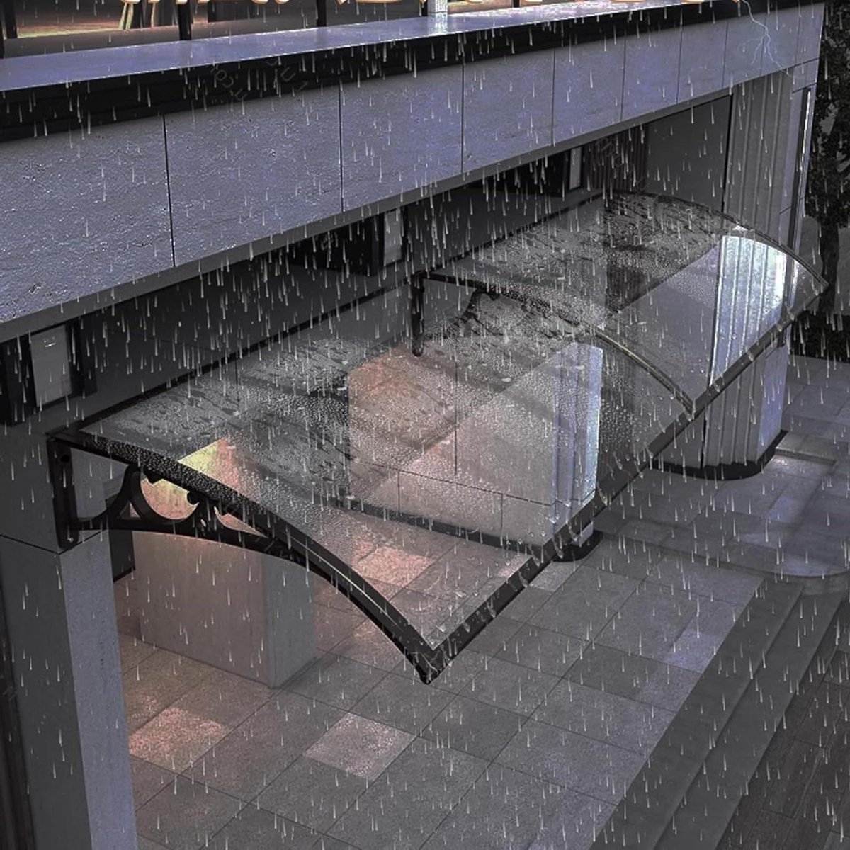 Voordeur Luifel - Regenbescherming Huis - Droog Buiten Blijven - Slagvast Polycarbonaat - 60x200cm - Transparant
