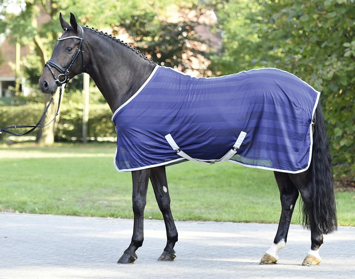 Busse Transport Vliegendeken Stripe Navy/Silver 155 cm