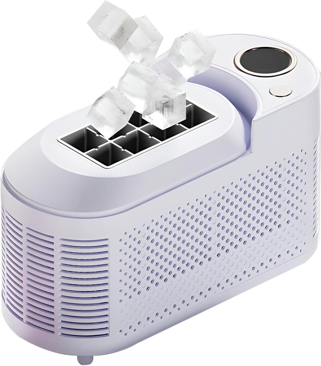 Mini IJsblokjesmachine - Draagbare IJsmaker - Snel IJs Maken - DIY Fruitijs Mogelijk - 8 Blokjes/Batch - Paars