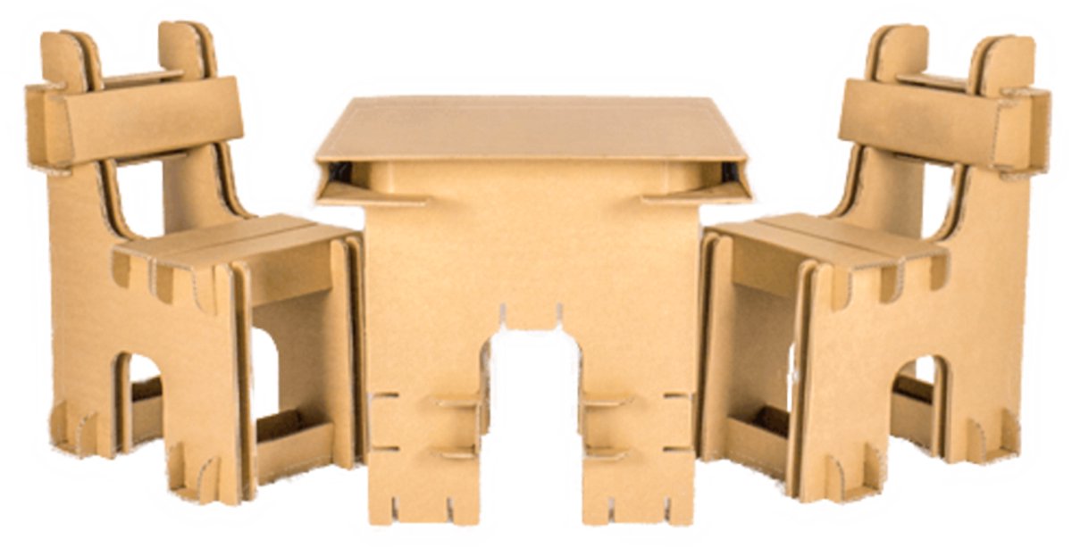 Kartonnen set kindertafel en stoelen - Kinderstoel Kindertafel - Gemaakt van karton - Kartent