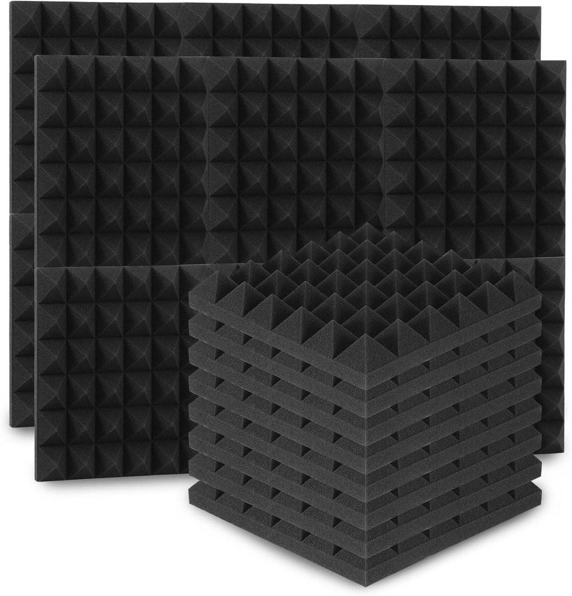 Akoestische Panelen - Geluidsisolatie Matten - Geluidsverbetering Thuis - Zelfklevend - 48 Stuks - Zwart
