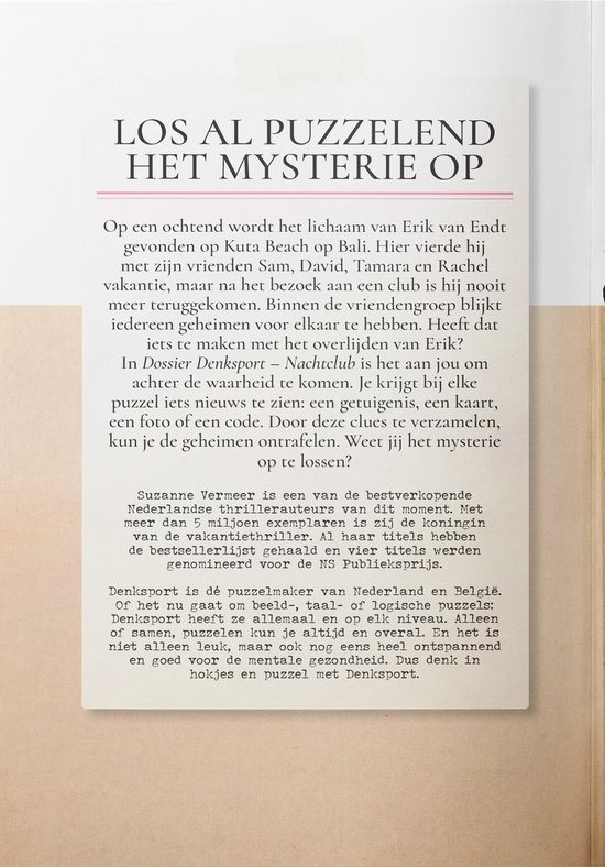 Dossier Denksport – Suzanne Vermeer - Nachtclub