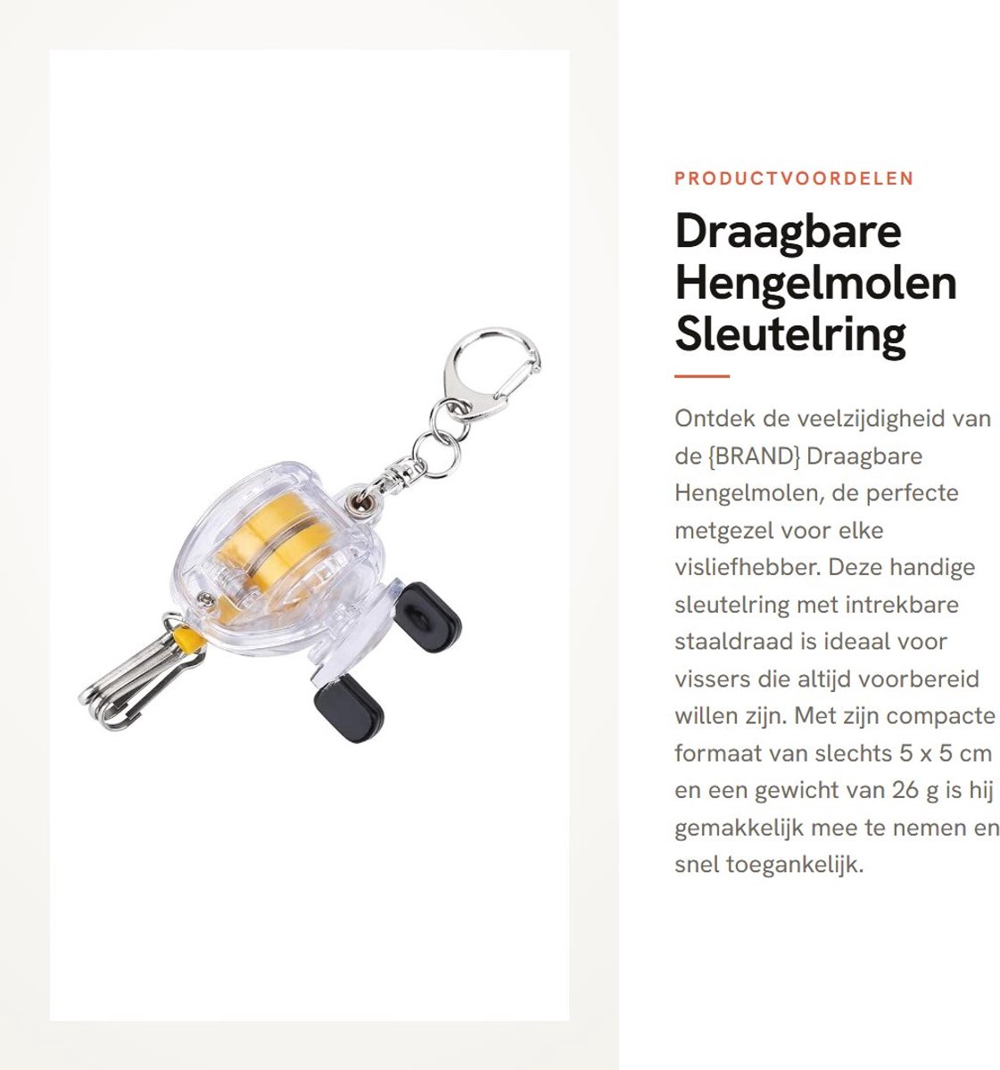 Dailygoods- Hengelmolen Draagbaar - Sleutelhanger - Intrekbare Staaldraad - Clip-Lock Gesp - Telescopische Beugel - Gewicht 26 g