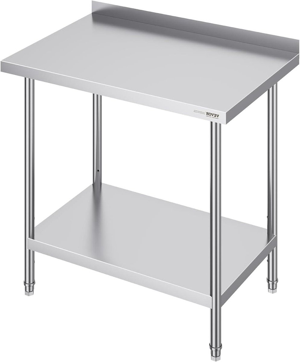 Roestvrijstalen Werktafel - Werkbank Keukenblad - Voedselbereiding - Met Backsplash - 24 x 36 x 36 Inch - Zilver