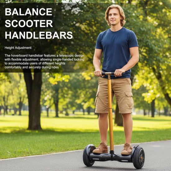 Hoverboard Handvat - Balans Scooter Handvat - Verbeterde Controle - Telescopisch Metaal - 59.4 cm - Goud — afbeelding 3