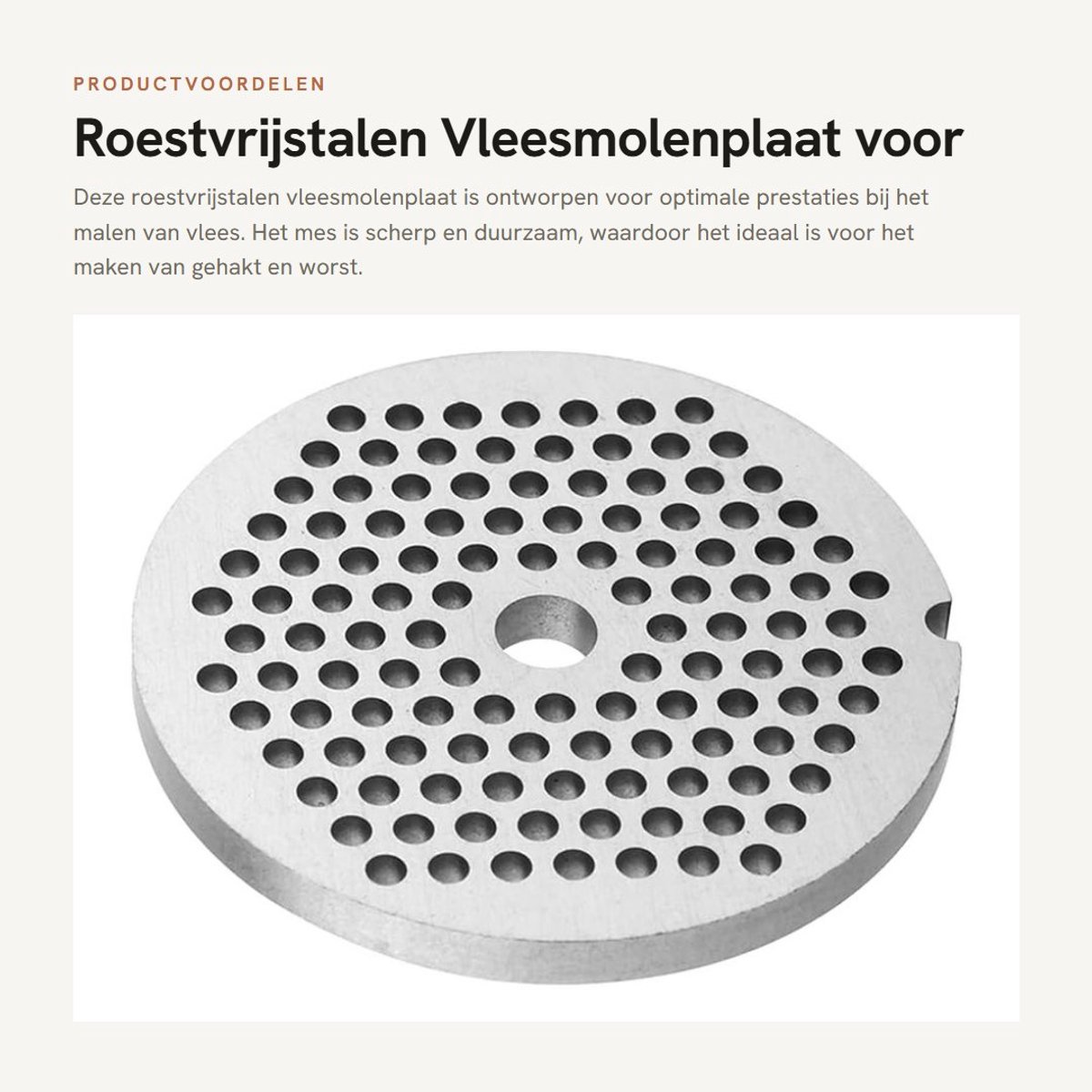 Dailygoods- Vleesmolenplaat #8 - Roestvrijstalen Plaatmes - Vleesmolenschijven - Keukenhulpmixer - Worstmakerbevestiging - Veilig en duurzaam - Vleesmaalplaat
