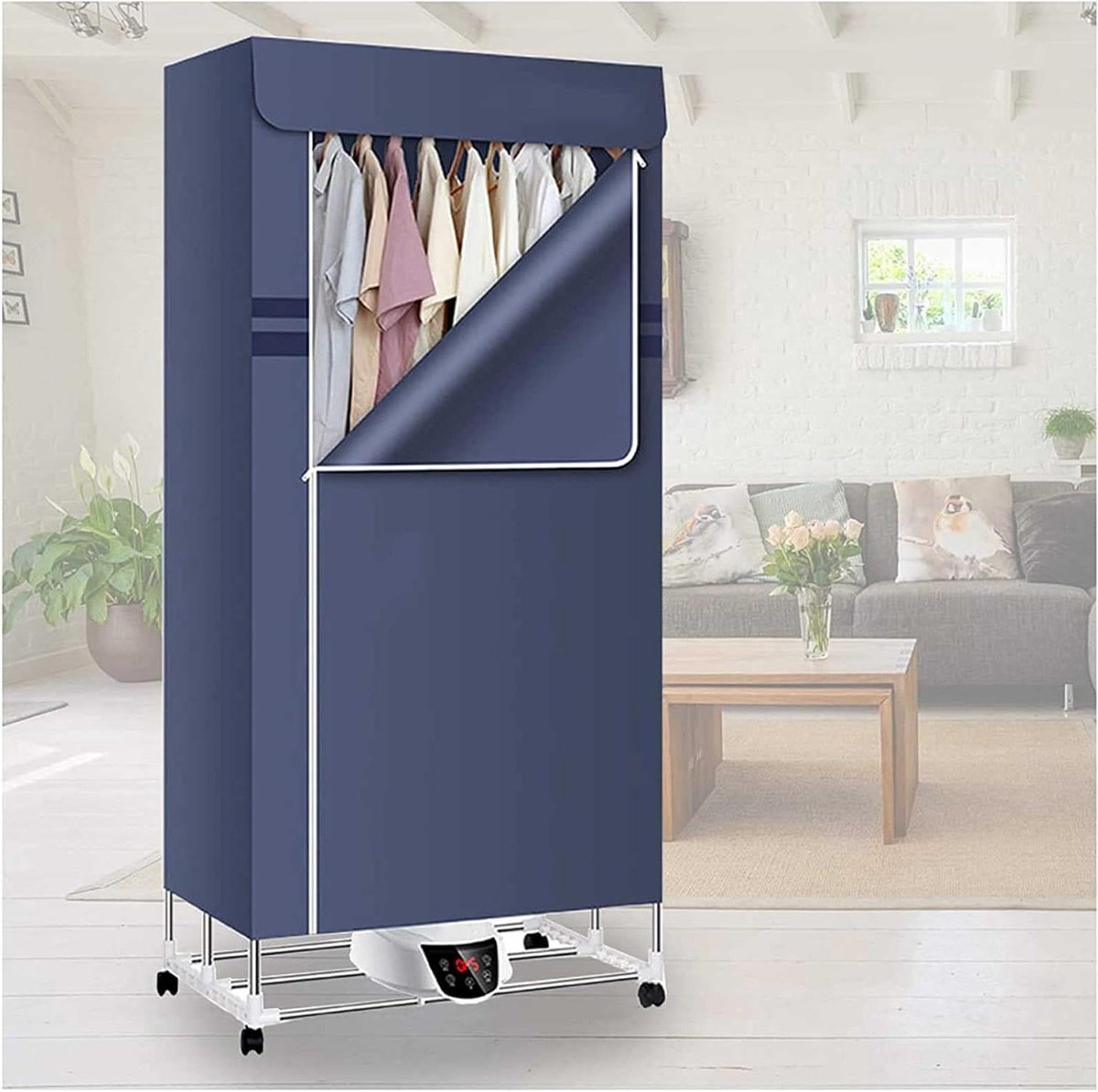 Elektrische Wasdroger Kledingdroger Binnen Kleding Snel Drogen Opvouwbaar Ontwerp 20 kg Capaciteit Blauw