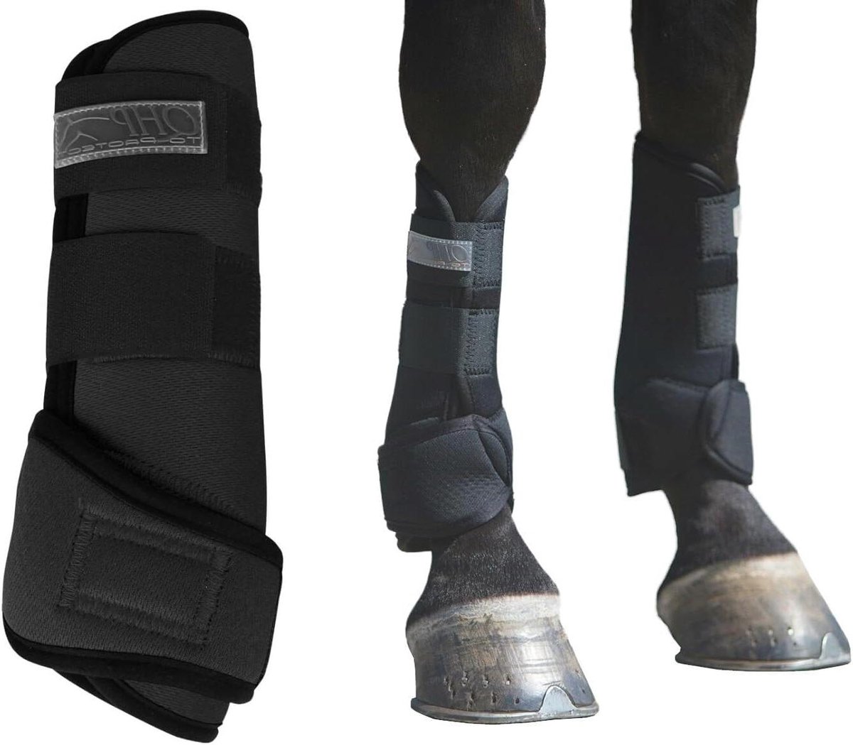 Neopreen Beenbeschermers - Luchtdoorlatend Neopreen - Paardrijden Bescherming - Schokabsorberend Ademend - Set van 2 - Zwart