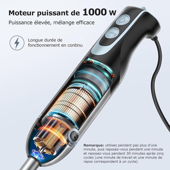 Staafmixer - Mixer - Sauzen Maken - 12 Snelheden Turbo - 700 ml - Zilver — afbeelding 3