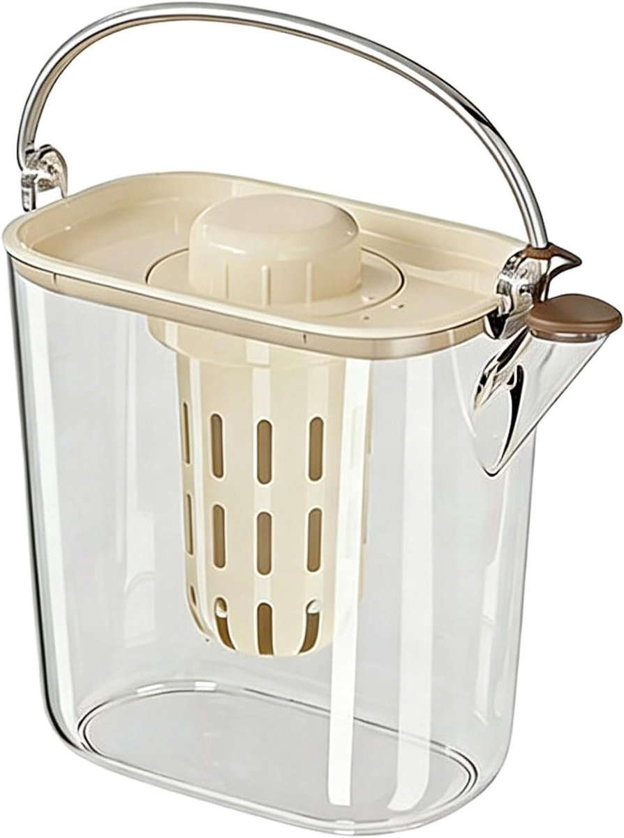 Waterkruik Koelkast - Sapkan Deksel - Dranken Serveren - Brede Mond - 1200 ml - Helder