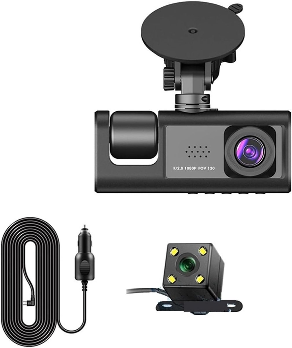 Auto DVR - Dashcam Recorder - Veilig Rijden - Drie Kanalen - 1080P HD - Zwart – foto 6