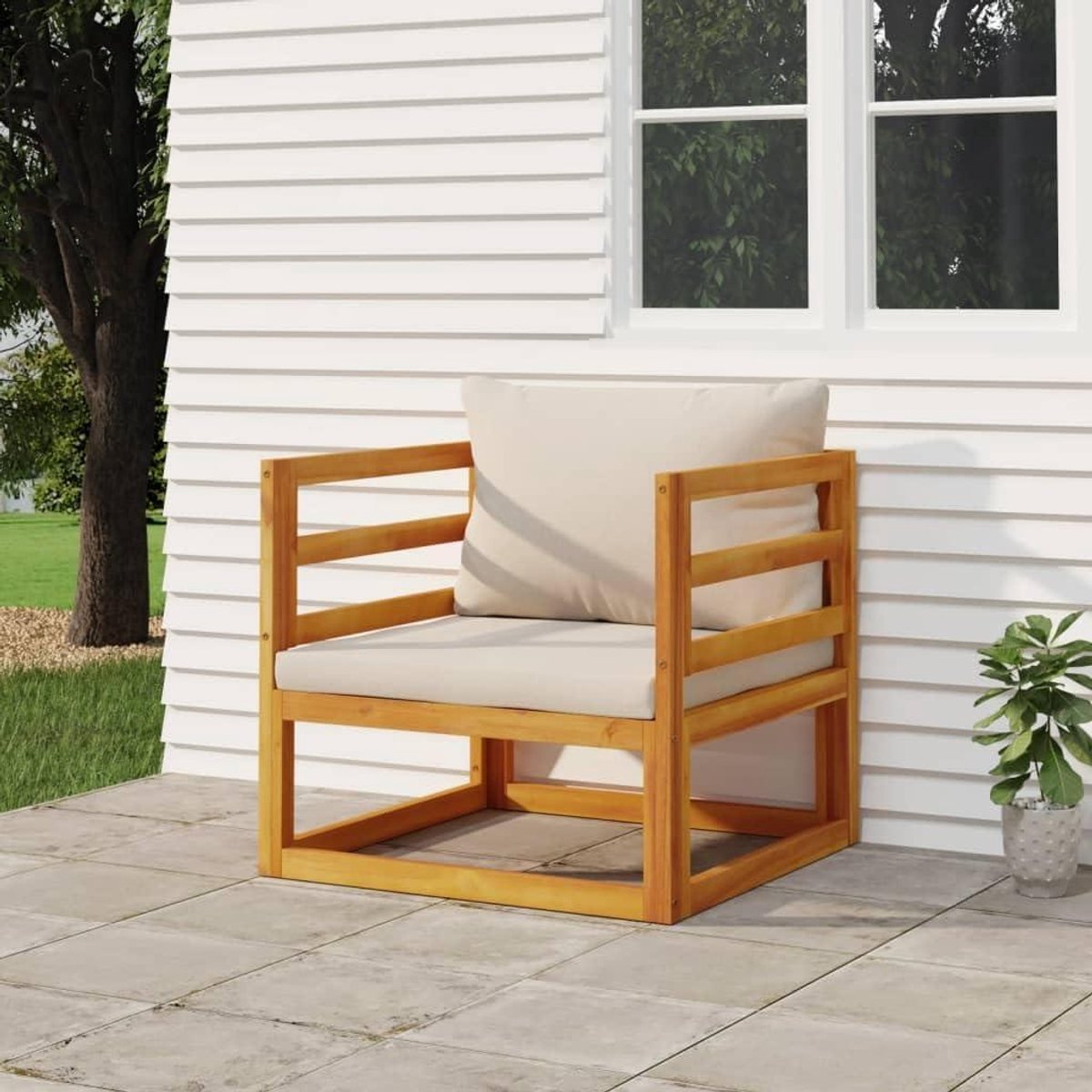 Tuinstoel Kussens - Zitkussens Set - Buiten Ontspannen - Modulair Ontwerp - 2 Stuks - Lichtgrijs Taupe