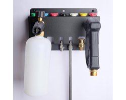 High Pressure Washer Gun Holder -TrumLandy Foam Gun Holder Wall Mounted Pressure Washers Accessories Storage Rack for Pressure Washer Gun/Nozzle Tips/Foam Cannon/ 1/4 Inch Quick Connect