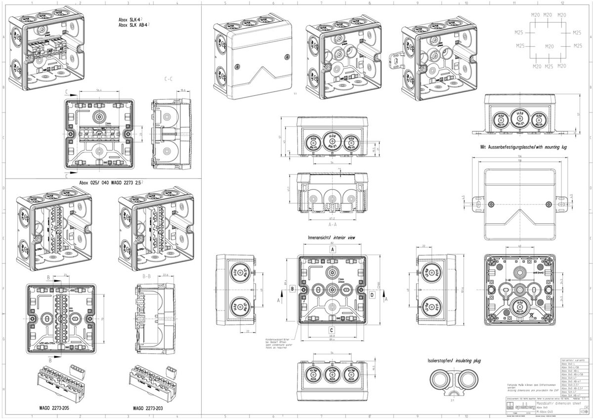 Spelsberg Abox 040-L/w Aftakkast (l x b x h) 102 x 102 x 57 mm Wit IP66 1 stuk(s)