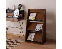 Magazine houder - Brochure display - Documenten presenteren - 3 ruime vakken - 50x30x91cm - Bruin