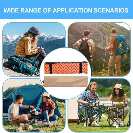 Schuim Slaapmat - Kampeer mat - Buiten slapen - Verbeterde warmte - 188x55 cm - Oranje — afbeelding 5