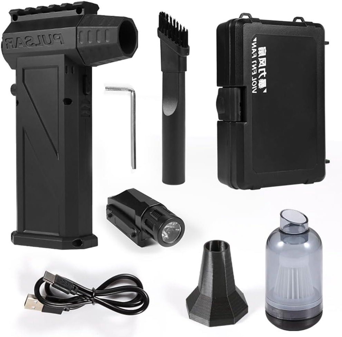 Turbo Jet Fan - Krachtige Bladblazer - Elektronica Reinigen - 140000 RPM - 4000 mAh - Grijs