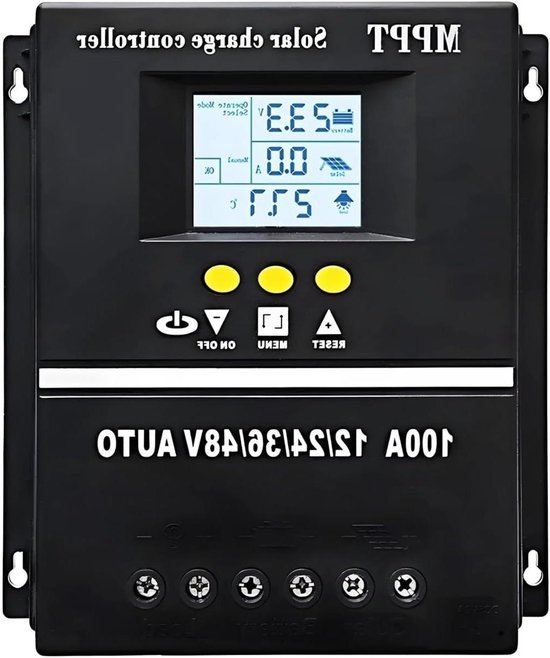 Zonnelaadregelaar - MPPT Solar Controller - Zonne-energie Beheer - Geavanceerde MPPT Tracking - 100A - Zwart