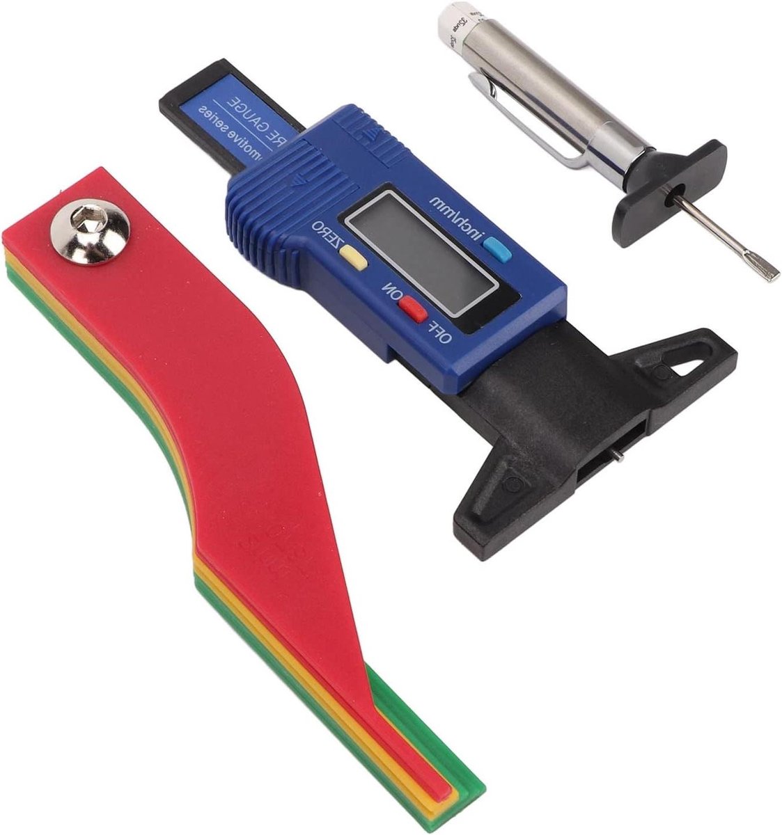 Digitale Profielmeter - Bandentester Diepte - Banden Controleren - Gekleurde Indicatie - 0-25.4 mm - Geel