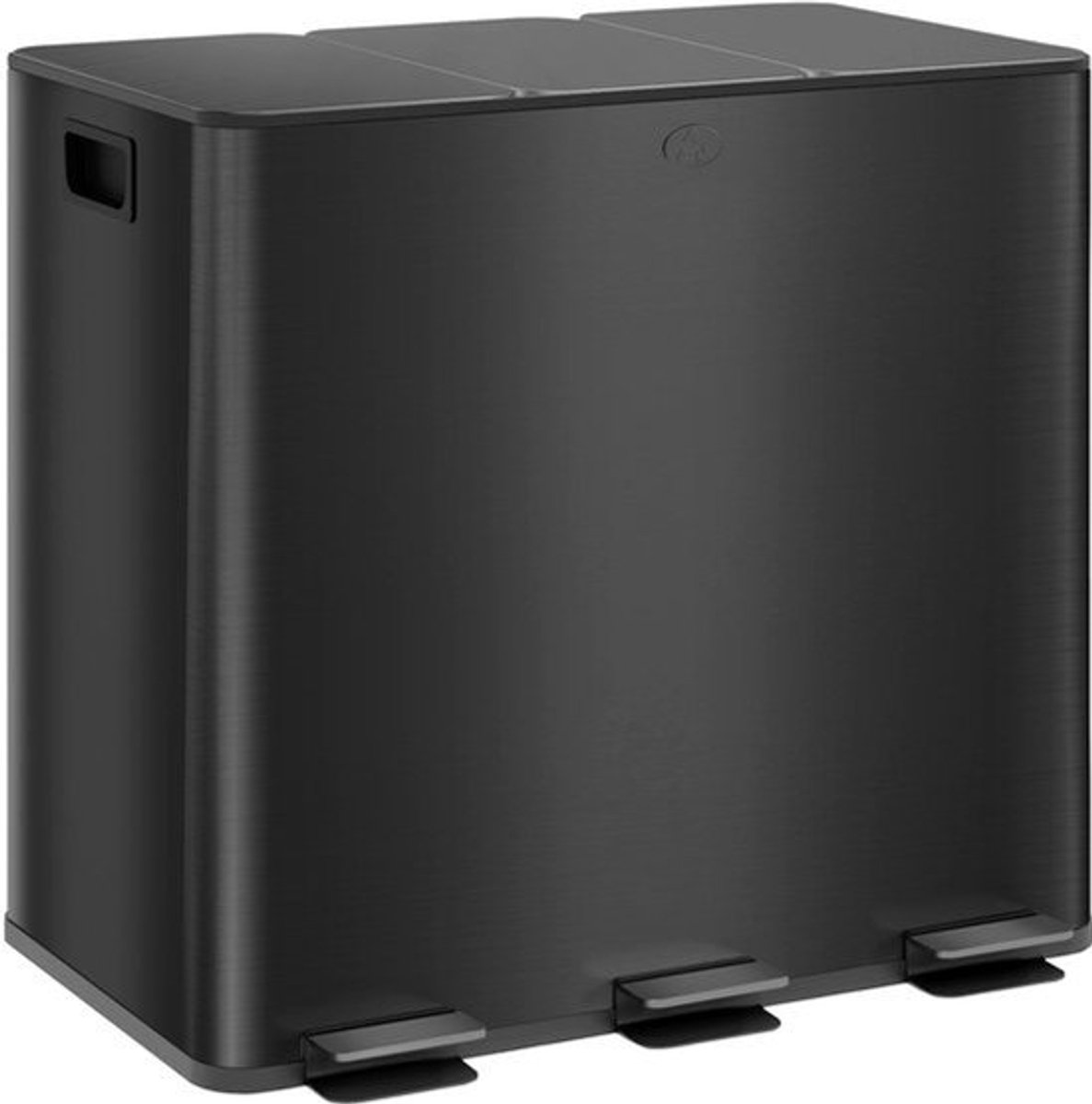 Afvalemmer 3-vaks – Prullenbak – Vuilnisbak – Afvalcontainer – Scheidingsbak – 45 Liter Inhoud – Soft-Close Metalen Design – Zwart Met Voetbediening