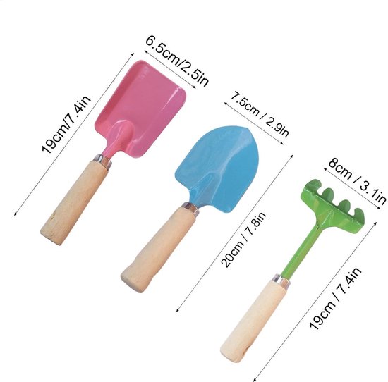 Tuinschep set - Handgereedschap set - Planten verpotten - Roestbestendig ijzer - 3 delig - Levendige kleuren — afbeelding 4
