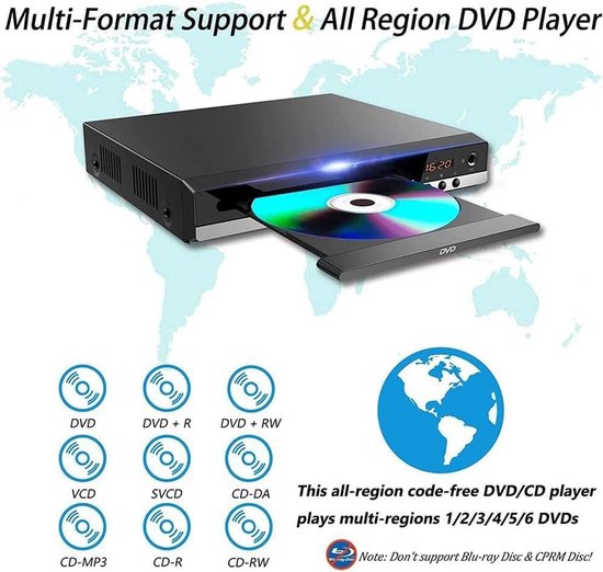 Dvd Speler - Mini Cd Speler - Films Kijken - Regiovrij Afspelen - Compact Formaat - Zwart Zilver — afbeelding 5