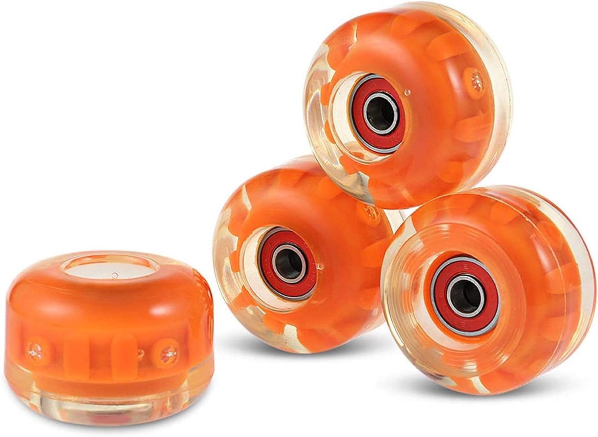 Skateboard Wielen Set Longboard Cruiser Wielen Nachtelijk Rijden Zelf Oplichtend 60x45mm 80A Transparant