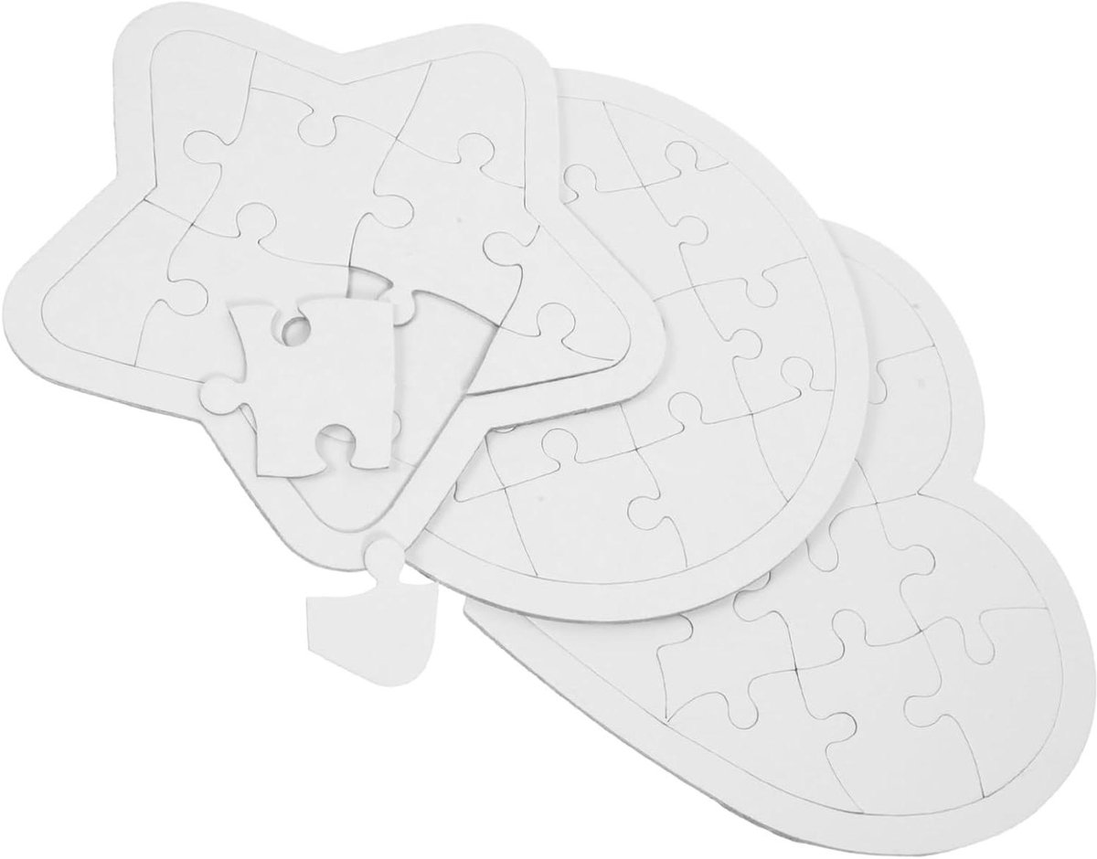 Lege Puzzels - DIY Knutsel - Creatief Tekenen - Met Frame - 6 Stuks - Wit