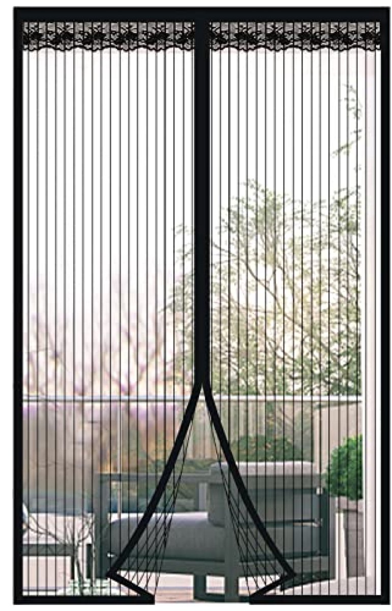 PromoHome Magnetisch vliegengaas voor deuren 120x200 cm - insectenhor met magneetsluiting - eenvoudig te installeren zonder boren - zwart