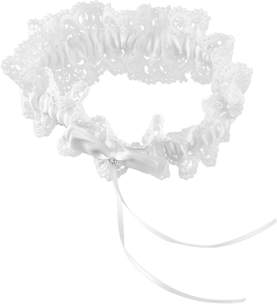 Kousenband Strass Riemen - Bruiloft Sets - Bruids Decoratie - Elastisch Kant - 1 Stuk - Wit