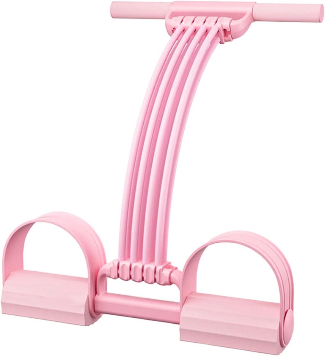 Spantouwpedaal met handgrepen - Fitness trainer - Thuis sporten - Opvouwbaar ontwerp - 508 cm - Roze