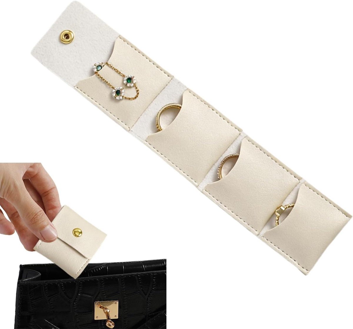 Mini Sieraden Travel Case - Sieraden Roll Opbergzakje - Sieraden Organiseren - Meerdere Compartimenten