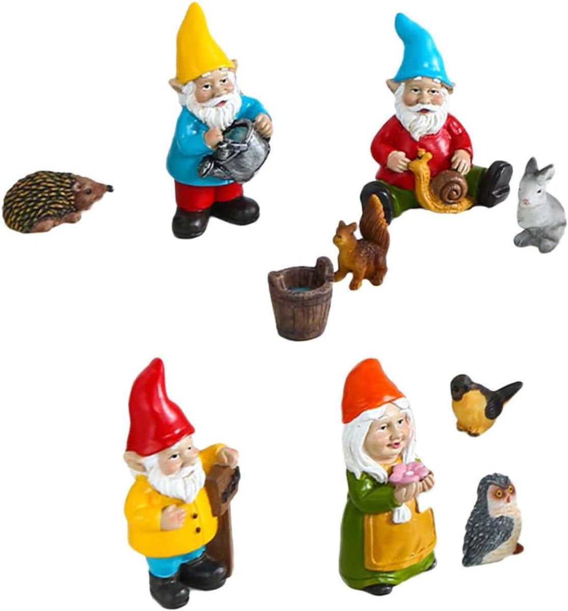 Hars Kabouters - Tuinfiguren - Gazon Decoratie - Creatief Ontwerp - 10 Stuks - Gemengde Kleuren